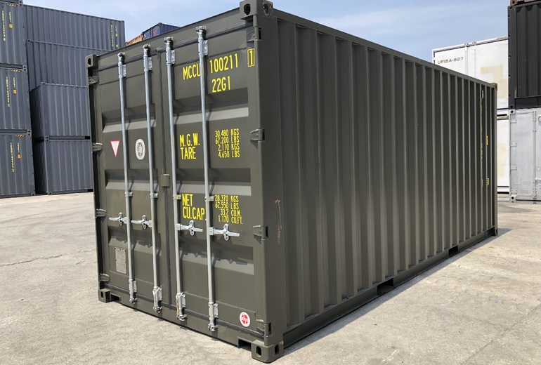 ☆先行予約受付中☆20Fコンテナ ★新品★ アーミーグリーン色 （ISOコンテナ規格海上コンテナ） 6